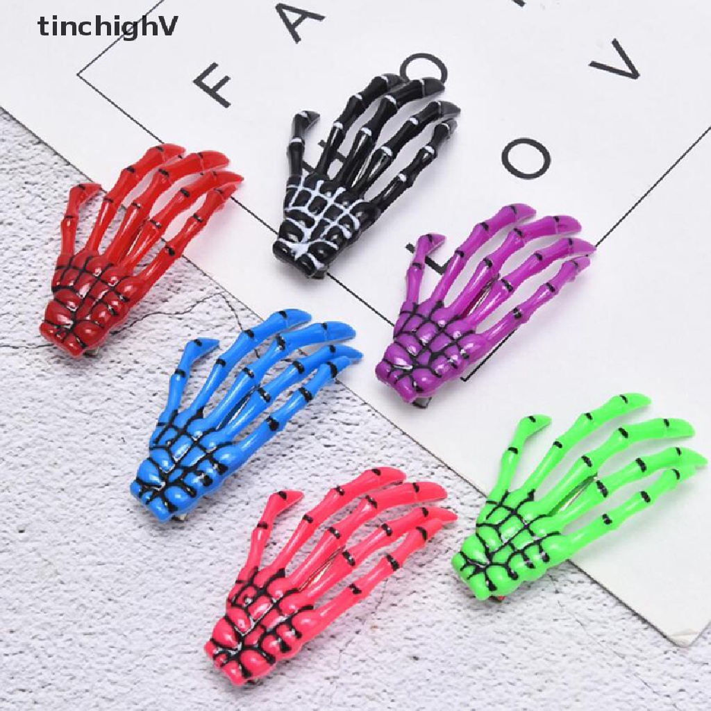 1 Kẹp Tóc Hình Xương Bàn Tay Phong Cách Gothic Punk Halloween