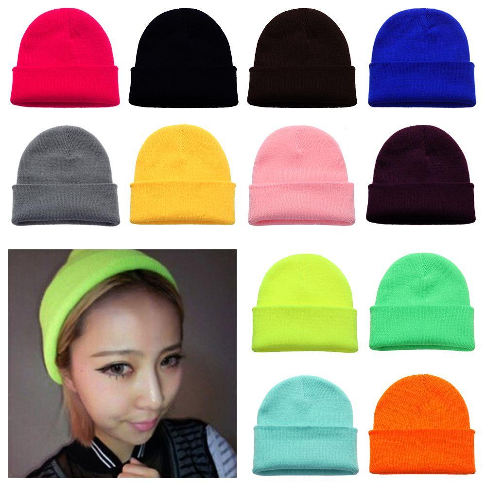Mũ Beanie Dệt Kim Màu Trơn Dễ Thương Chất Lượng Cao Cho Nữ