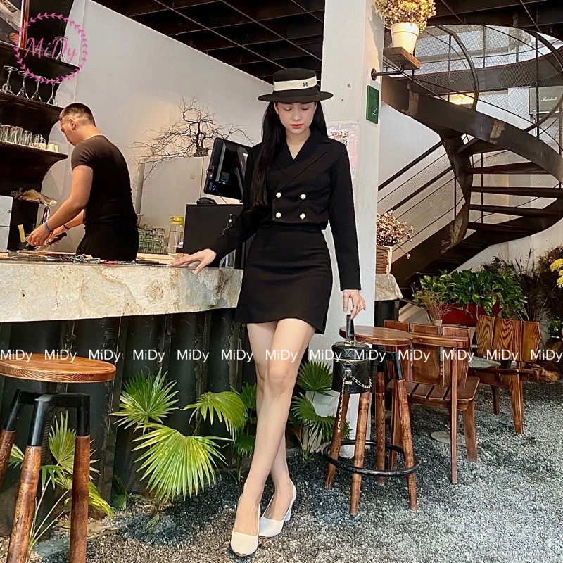 Set áo vest + chân váy ngắn chất vải chéo hàn cao cấp - MIDY.VN (hình tự chụp) | BigBuy360 - bigbuy360.vn
