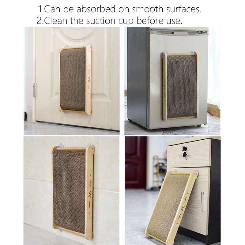 Thảm cào móng HamshMoc bằng gỗ có giác hút bền bỉ huấn luyện mèo cưng