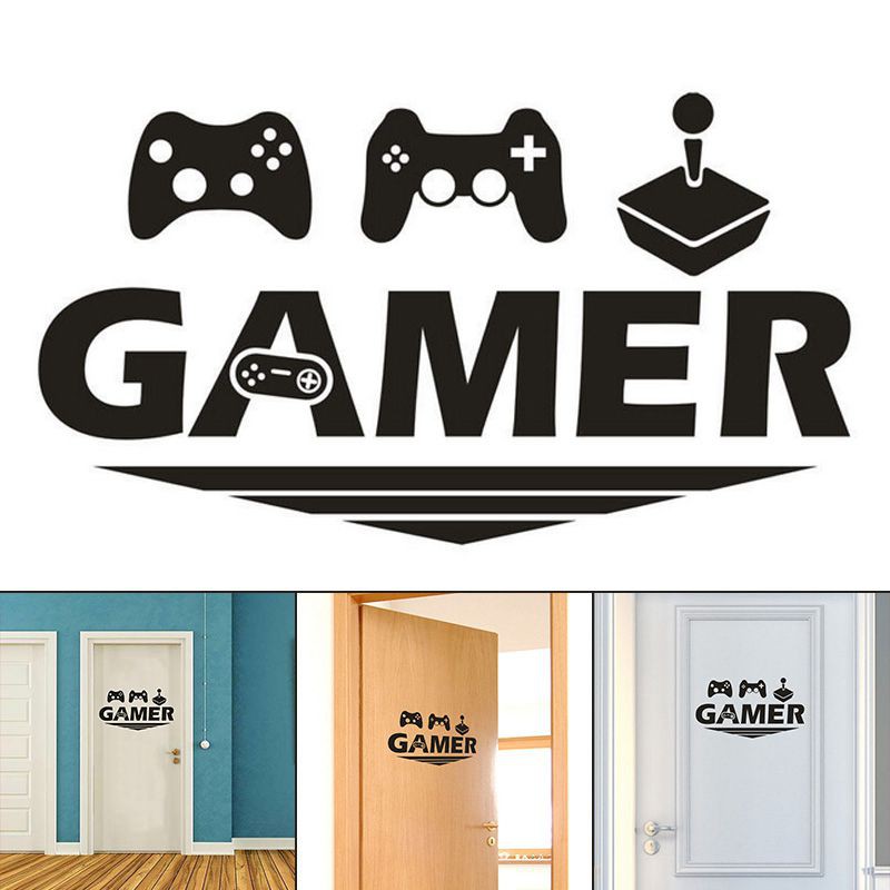 Giấy dán tường chữ "GAMER" trang trí phòng ngủ