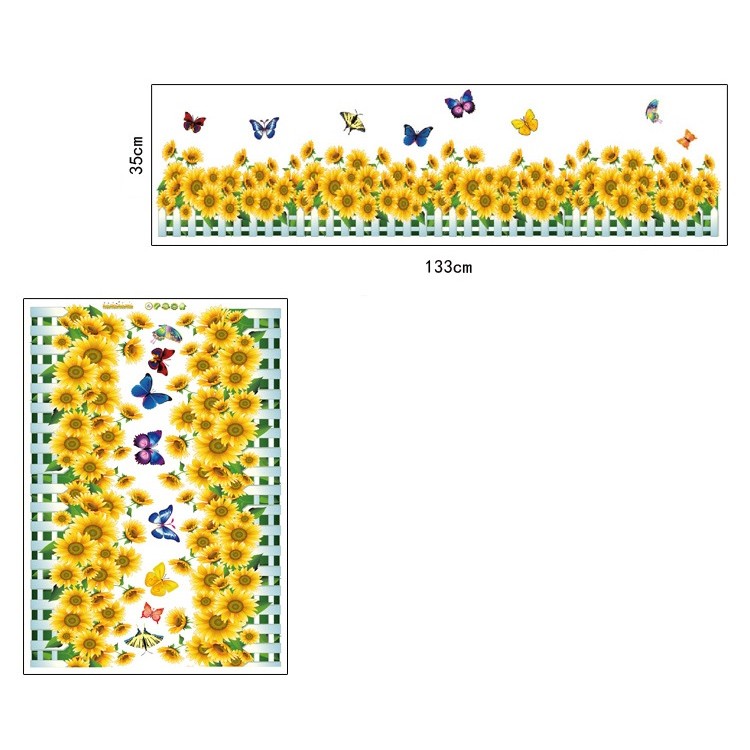 Decal dán trang trí chân tường Hoa Hướng dương - DCT006