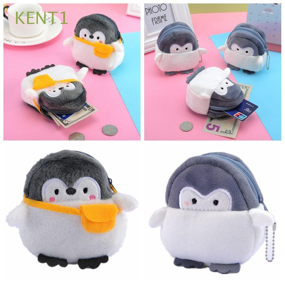Túi nhỏ bằng lông hình chim cánh cụt nhỏ đáng yêu thích hợp để đựng tiền xu tiền giấy hoặc làm móc khóa dễ thương