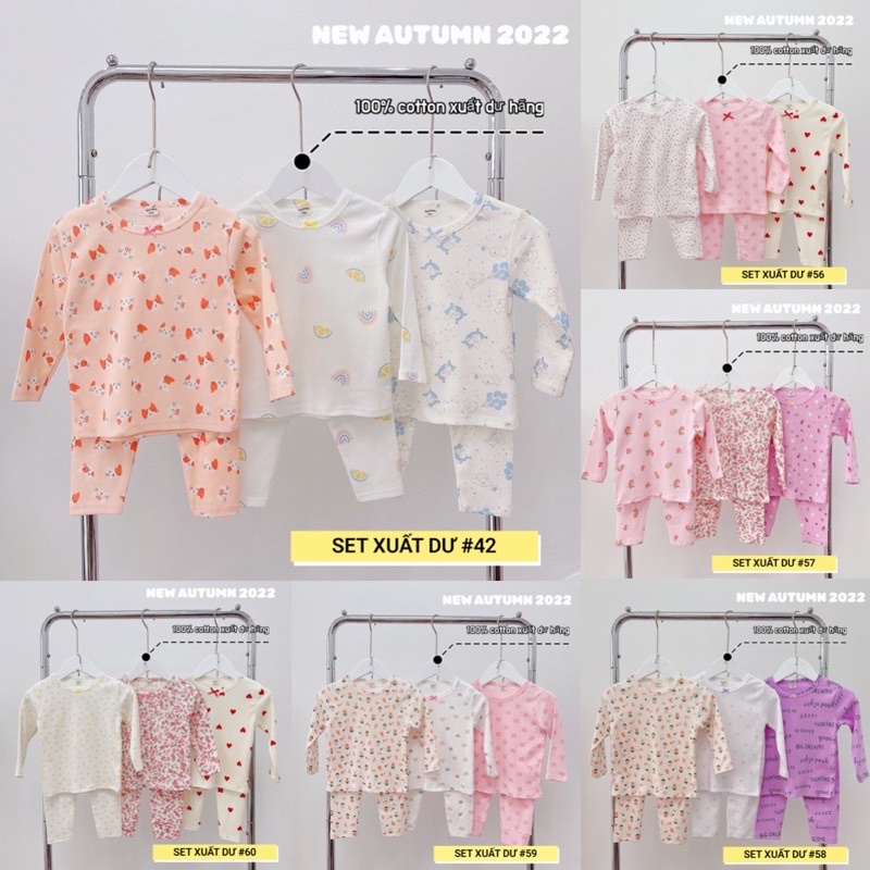 SET 3 BỘ COTTON XUẤT DƯ BÉ GÁI