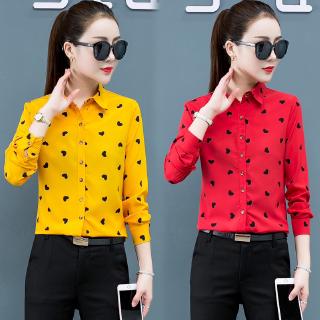 Áo sơ mi chiffon dài tay họa tiết chấm bi thời trang cho nữ