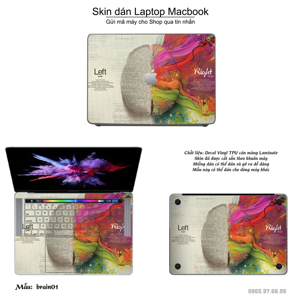 Skin dán Macbook mẫu Left Brain Right Brain (đã cắt sẵn, inbox mã máy cho shop)