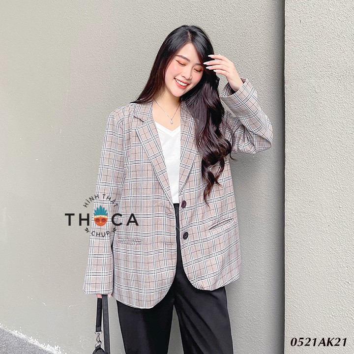Khoác blazer nữ túi mổ 2 lớp caro THOCA HOUSE vest công sở khoác hằng ngày | BigBuy360 - bigbuy360.vn