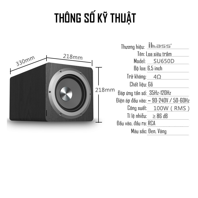 Loa Subwoofer Siêu Trầm Cao Cấp IBASS SU650D