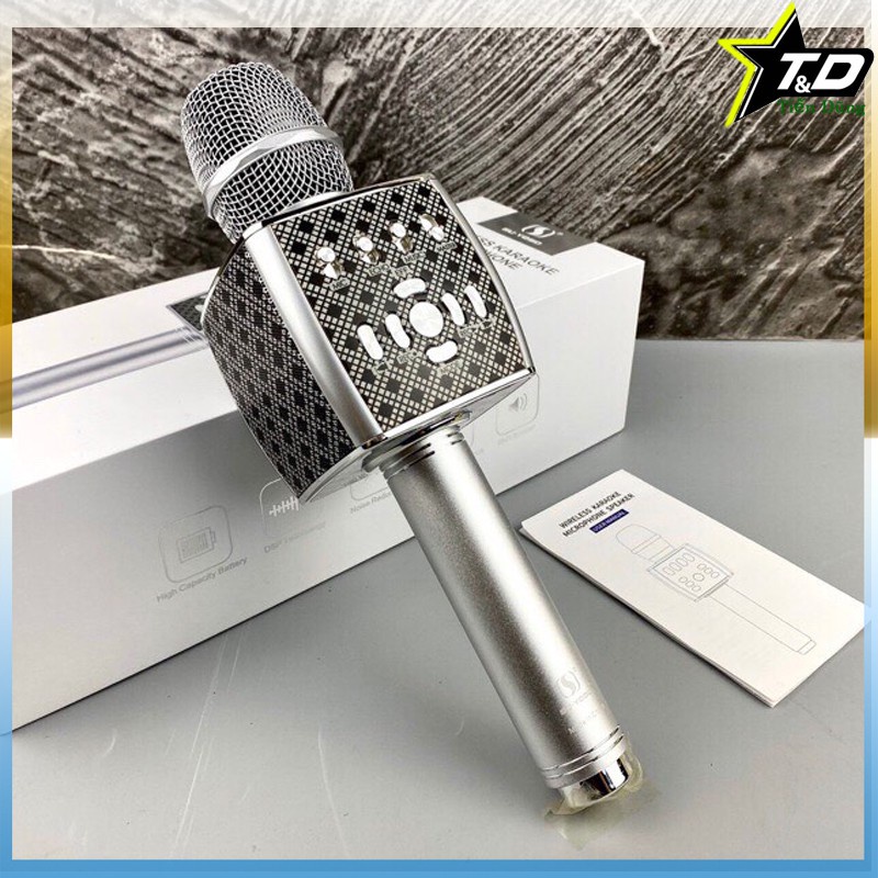 Sản phẩm phổ biến Mic karaoke YS95 cao cấp - Micro Bluetooth YS-95 tích hợp loa bass không dây