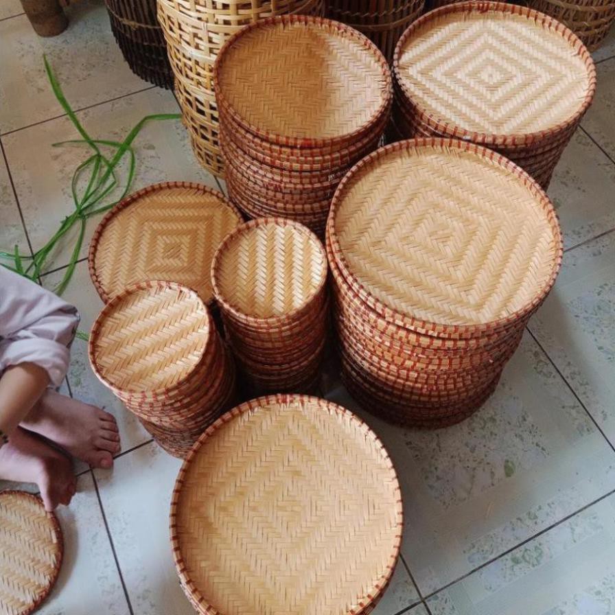 Xưởng SX- Tre VN mẹt tre trang trí viền đỏ giá sỉ toàn quốc combo 30 cái 40cm -Tre Việt