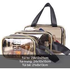 Set 3 Túi đựng mỹ phẩm du lịch bằng TPU trong suốt sức chứa lớn cho nam và nữ