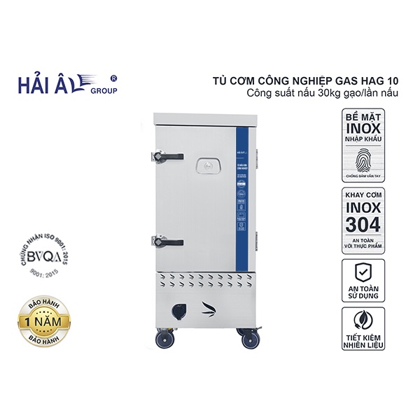 Tủ Nấu Cơm Công Nghiệp Hải Âu HAG 10 - Gas 10 Khay