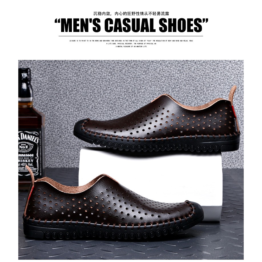 PH113 Giày lười nam đục lỗ siêu êm hàng QCXK | BigBuy360 - bigbuy360.vn