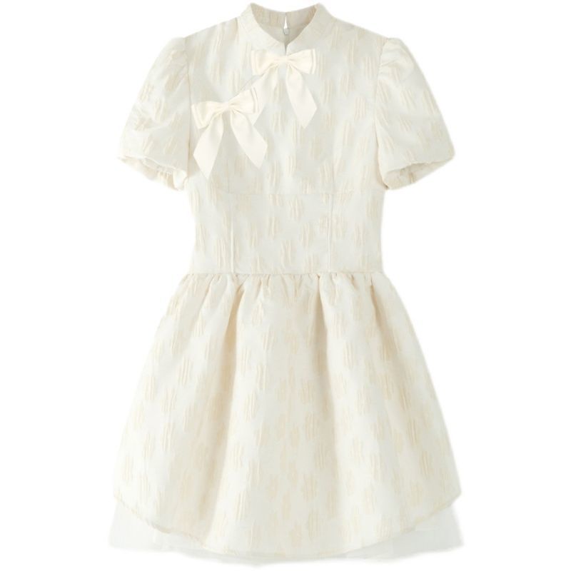 AMOI Đầm Công Chúa Eo Cao Màu Trắng Phong Cách Trung Hoa Mới 2022