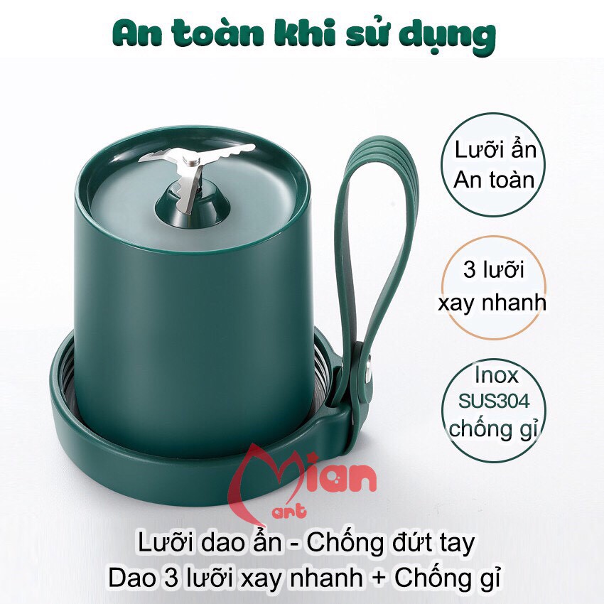 [TẶNG NẮP CẮM ỐNG HÚT] MÁY XAY SINH TỐ CẦM TAY MIAN 3 LƯỠI SẠC PIN TIỆN DỤNG 320ML BẢO HÀNH 3 THÁNG 1 ĐỔI 1