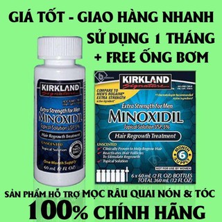 Minoxidil 5% Kirkland For Man chai 60ml, hỗ trợ mọc râu tóc hiệu quả, mang lại bộ râu quai nón đẹp và mạnh mẽ
