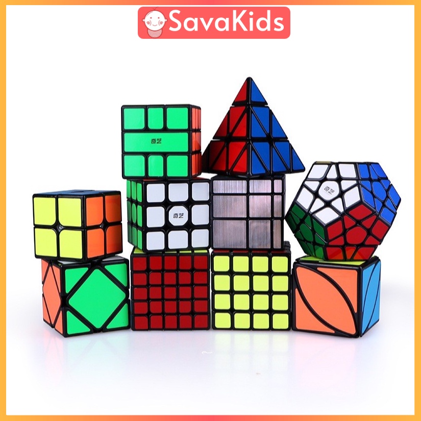 Bộ Sưu Tập Khối Rubik 2x2 3x3 4x4 5x5 Tam Giác Biến thể Viền đen cao cấp QiYi SAVAKIDS