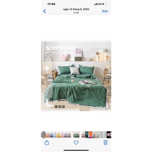 Trọn bộ chăn ga gối 4 món_loại 1_ chất liệu đũi nhẹ ,mềm mát , chăn đã trần bông sẵn