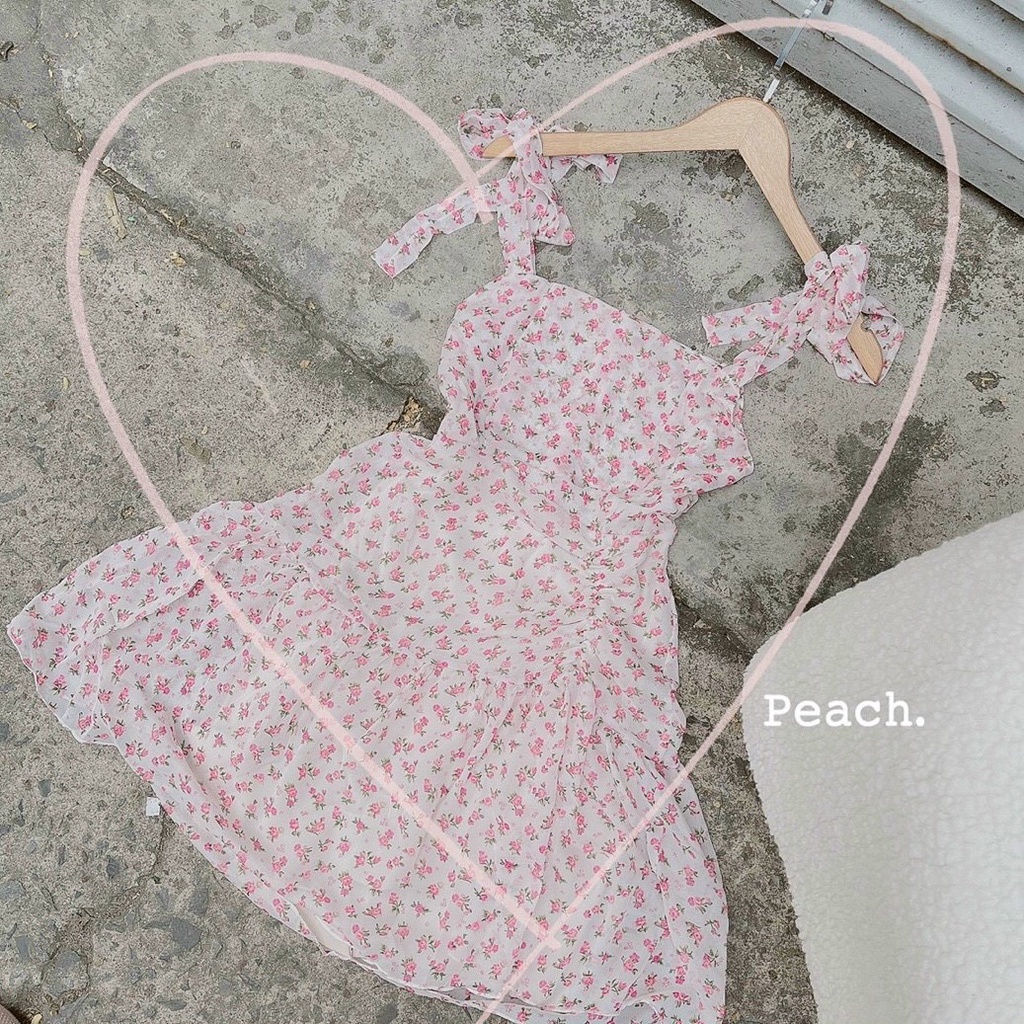 Váy hoa nhí 2 dây 𝒄𝒐̣̂𝒕 𝒏𝒐̛ 𝒏𝒉𝒖́𝒏 𝒆𝒐