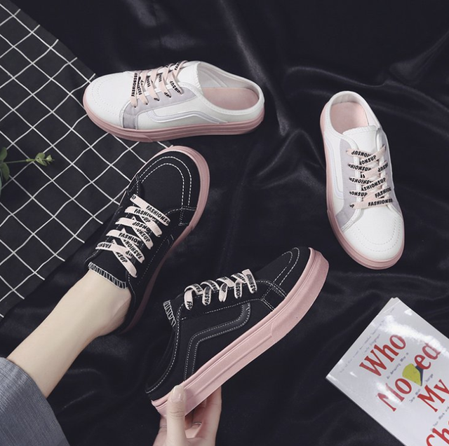 [Mã FAGREEN245 giảm tới 30K đơn 99K] Giày sục thể thao dây hồng cute SỤC N.Y ( Fom Rộng lùi lại 1 ri ) | BigBuy360 - bigbuy360.vn