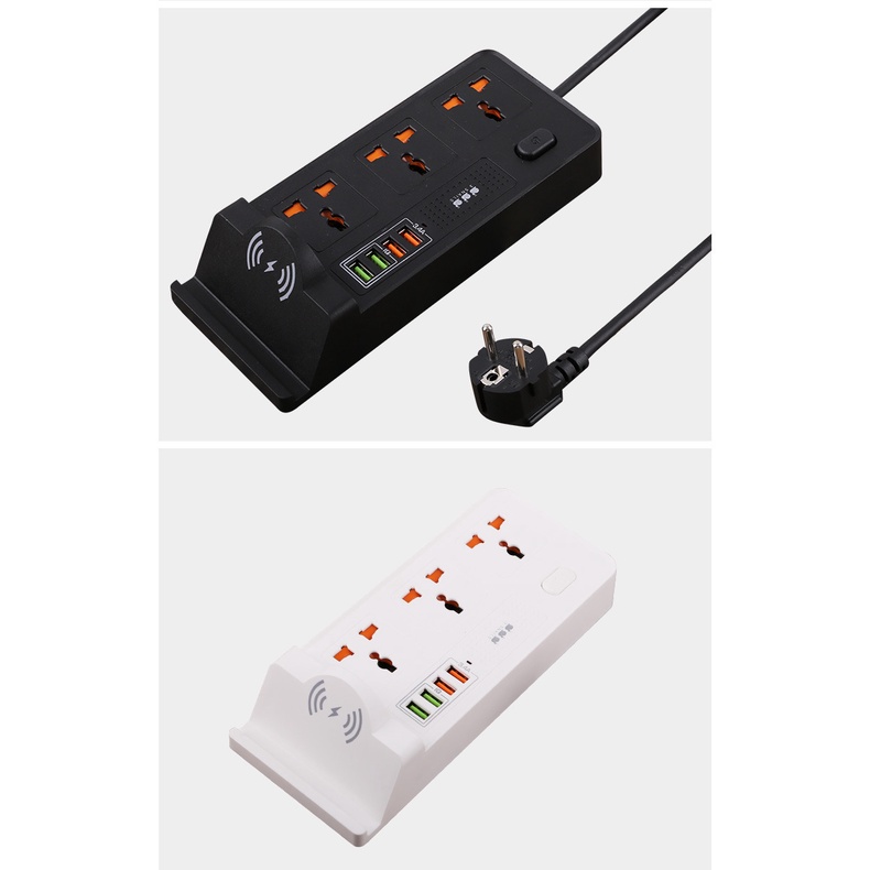 Ổ Điện Type C đa năng thông minh 3 cổng USB kèm đế đỡ điện thoại kết hợp sạc không dây