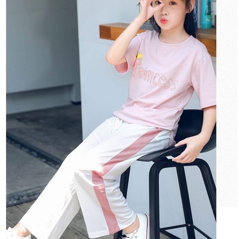 Quần Dài Ống Rộng Bằng Vải Cotton Lanh Mỏng Thời Trang Xuân Hè Phong Cách Phương Tây Kiểu Mới Dành Cho Bé Gái 2022