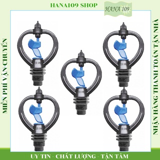 5 Béc phun tưới cây xoay 360 độ chuyên tưới rau màu, hoa cảnh, cây ăn trái, cỏ trồng, vườn ươm ren ngoài 17, 21mm.
