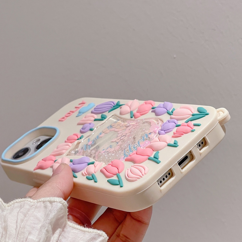 Ốp Điện Thoại Silicon Họa Tiết Hoa Tulip Cho iphone 6 6s 7 8 plus X XR XS 11 12 13 Pro max