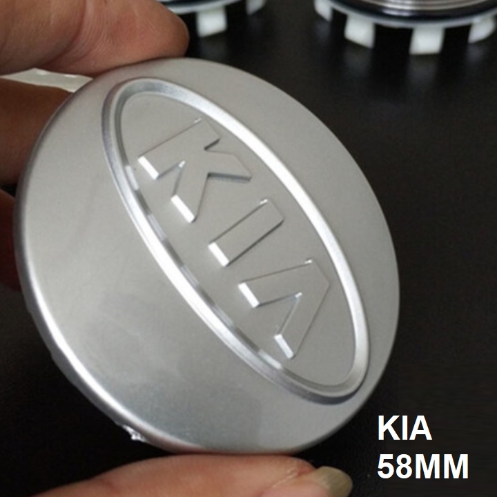 1 chiếc logo chụp mâm, ốp vành bánh xe ô tô Kia, đường kính ngoài 58mm, đường kính trong 53mm chất liệu nhựa ABS cao cấp