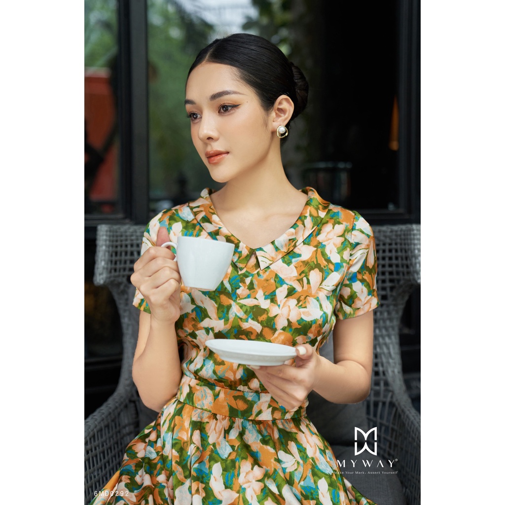Đầm Hè Nữ MY WAY Dáng Xòe Chất Liệu Lụa Satin Sang Trọng 6MD0292b