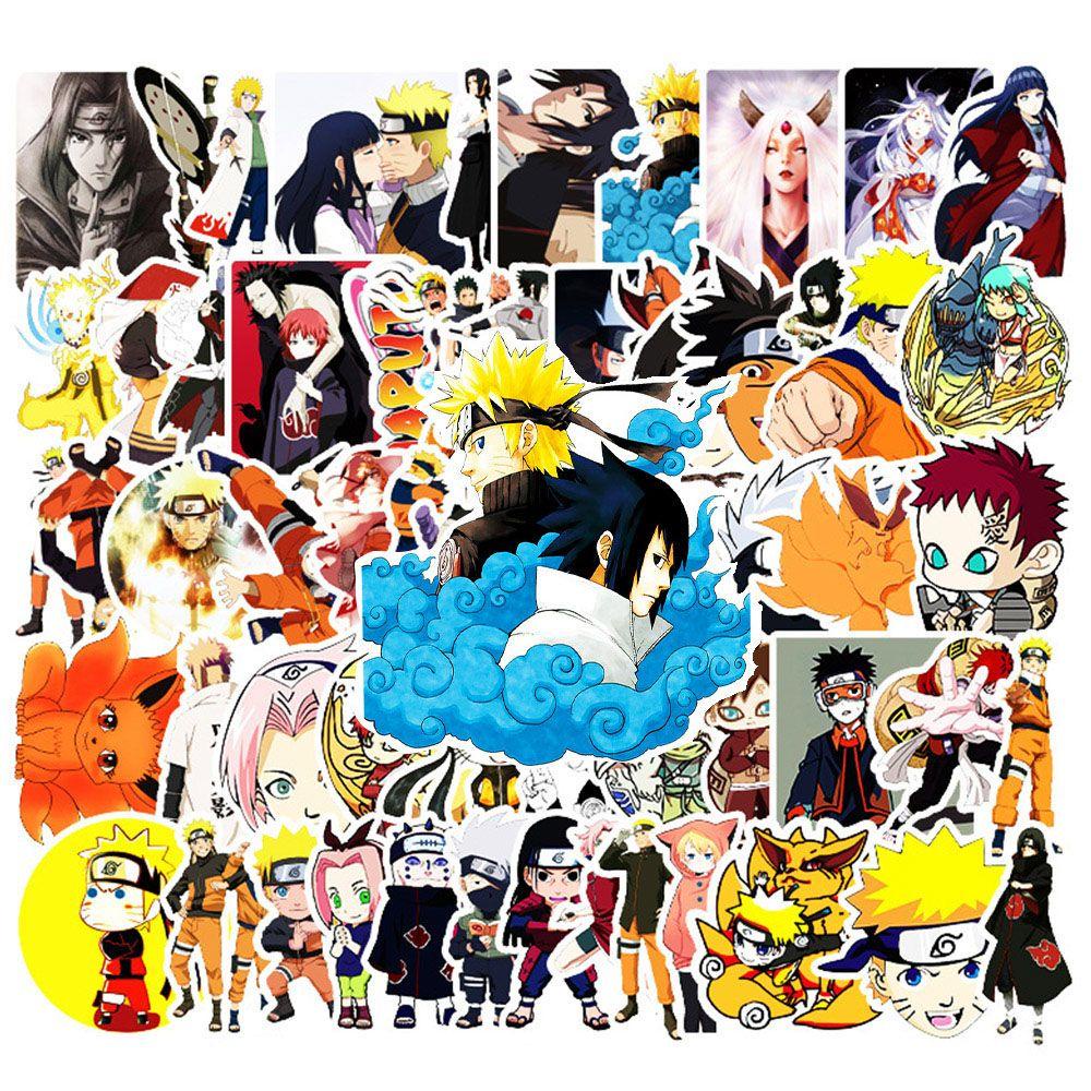 JARRED Bộ 62 Miếng Dán Anime Naruto Chống Nước Trang Trí Đàn Guitar Laptop Xe Máy Hành Lý