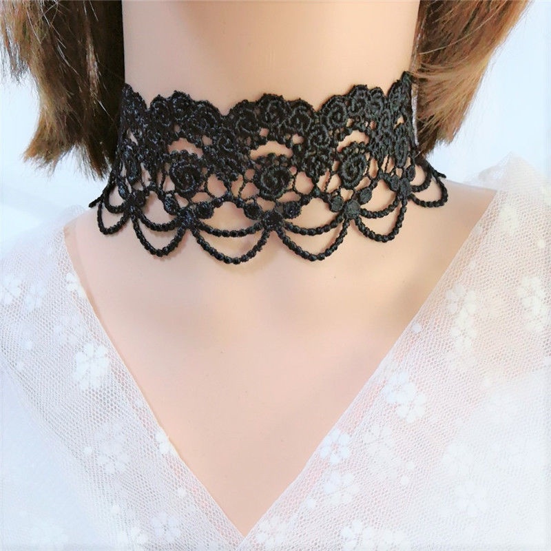 Vòng Cổ Choker Ren Trắng Đính Ngọc Trai Kim Cương Nhân Tạo Kiểu Dáng Mới Dành Cho Cô Dâu