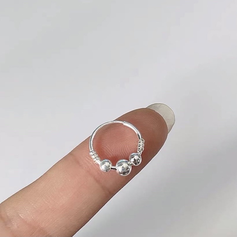 Bông tai bấm bi bạc ta nam nữ trẻ em đều đeo đẹp - Vàng bạc Khải Khải