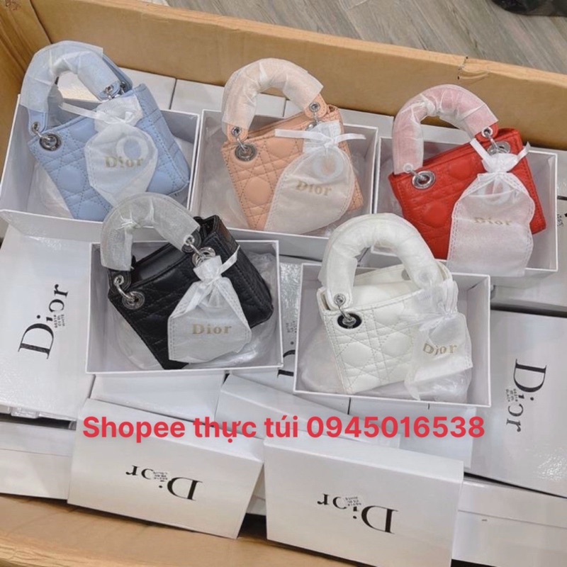 Túi D I O R lady mini zize 14 bản tag bạc siêu xinh hàng chuẩn đẹp ( full hộp )