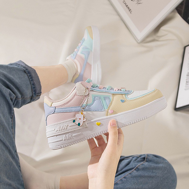 Giày Thể Thao Nữ Ulzzang Air 3Fashion Tặng Kèm Bộ Icon Cute Đế Cao 4CM Da PU - MSP 3227