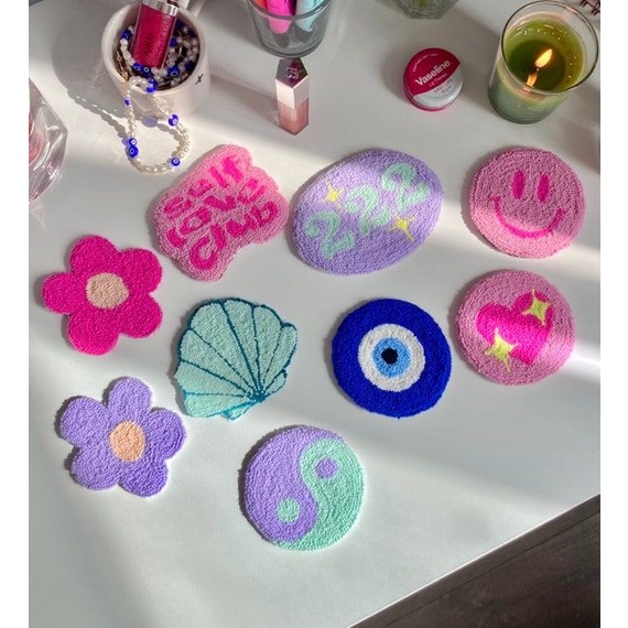 Lót ly len trendy| punch needle