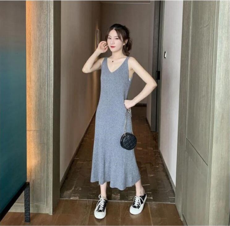 SUXI Đầm không tay Có Dây Rút Thời Trang Quyến Rũ