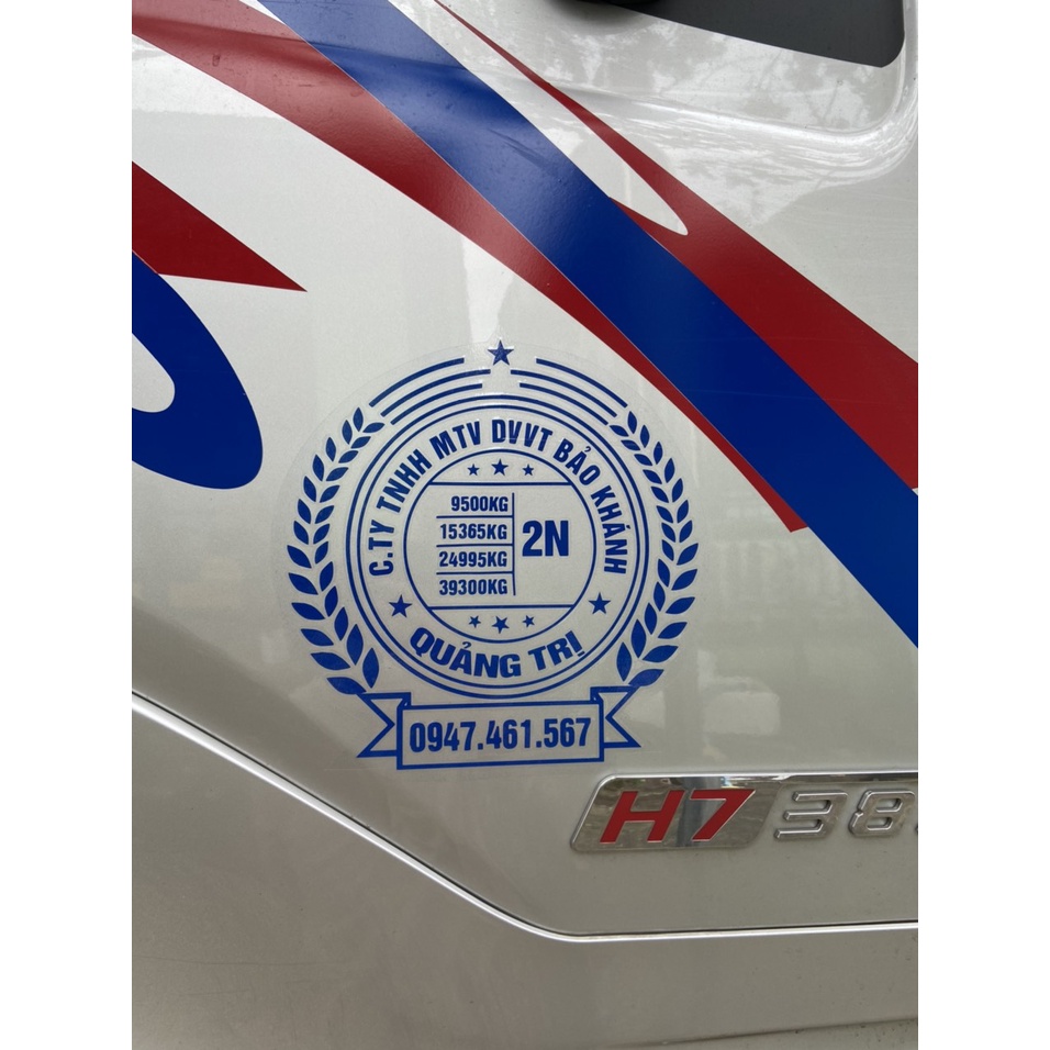 Decal xe tải LOGO TẢI TRỌNG XE