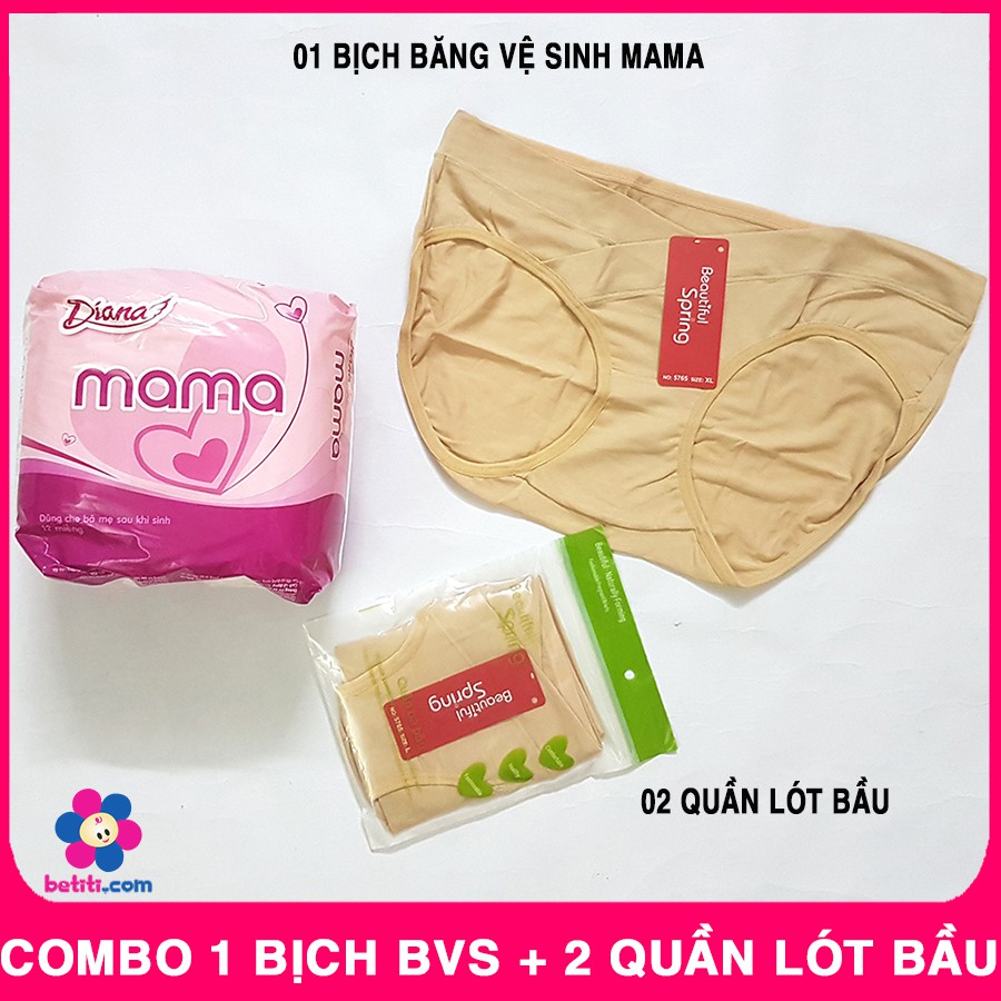 Combo 1 Bịch Băng Vệ Sinh MaMa + 2 Quần Lót Bầu Cạp Chéo