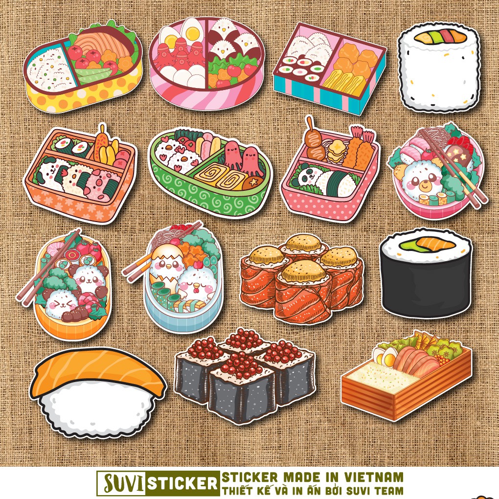 50 Sticker Đồ Ăn Food chống nước sticker dán mũ bảo hiểm, laptop, điện thoại, đàn guitar, vali. MSP: NS19