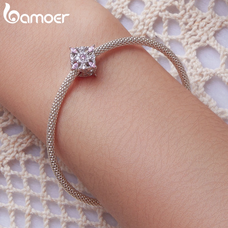Vòng tay bạc 925 BAMOER phối hạt phong cách vintage quyến rũ thời trang nữ