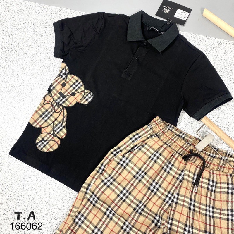 Bộ Cộc Tay BBR Thêu Gấu Kẻ Caro Vàng | BigBuy360 - bigbuy360.vn