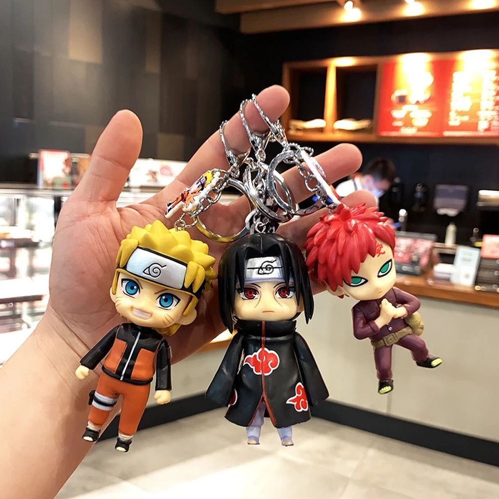 Móc khóa bằng pvc hình búp bê uchiha itachi sasuke ninja trong naruto aaron1