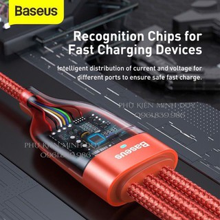 Cáp sạc nhanh 3 đầu Baseus Flash Series 3 in1 Plus (USB + Type-C to M+L+C, 100W Quick Charge and Data Cable)