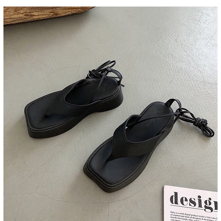 Giày Sandal Ulzzang CHUẨN FORM - Giày quai hậu đi học nữ đế cao thắt dây bánh bèo tiểu thư