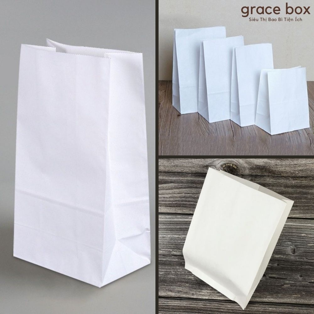{Gía Sỉ} Túi Giấy Xi Măng Màu Trắng Ngà Voi (Hàng Thị Trường Đại Trà) - Siêu Thị Bao Bì Grace Box