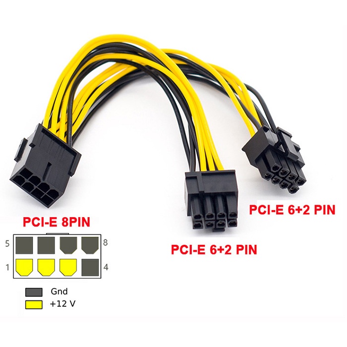 Cáp chia nguồn 8Pin CPU ra 2 x 8Pin (6+2)