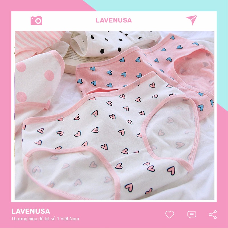 Quần lót cotton cao cấp hình trái tim đáng yêu dành cho nữ LAVENUSA QL73