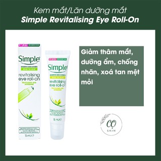 Kem dưỡng mắt Simple Kind to Eyes Revitalising Eye Roll-On chống nhăn, giảm quầng thâm 15ml (dạng lăn)