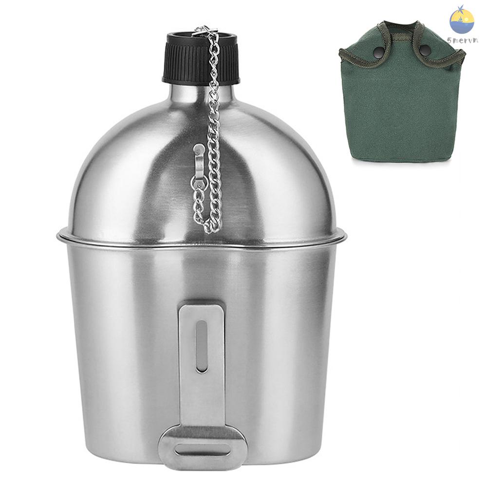 Bộ 2 Cốc Quân Đội Bằng Thép Không Gỉ 1000ml 600ml Kèm Vỏ Bọc Dùng Cho Các Hoạt Động Ngoài Trời